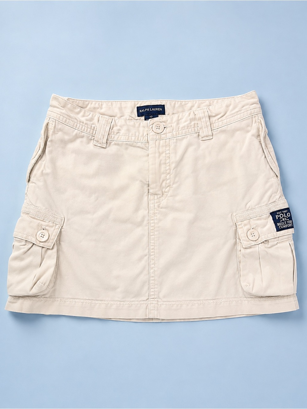 Ralph Lauren Girls Size 10 Cream Cargo Utility Skirt 100% Cotton